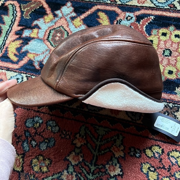 rag & bone womens leather & shearling pilot cap - Picture 3 of 6